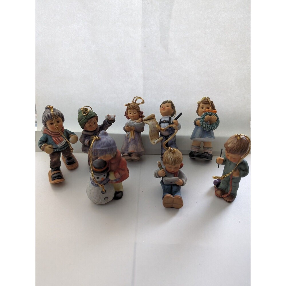 Berta Hummel Christmas Ornaments Goebel Lot of 8 Children Figures Porcelain Vtg